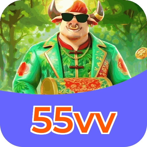 Interface do aplicativo 55vv mostrando jogos disponíveis no iOS e Android